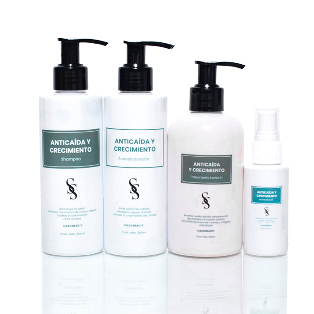 Kit Capilar Anticaida & Crecimiento (Shampoo, Acondicionador, Keratina y Shot de Minoxidil)